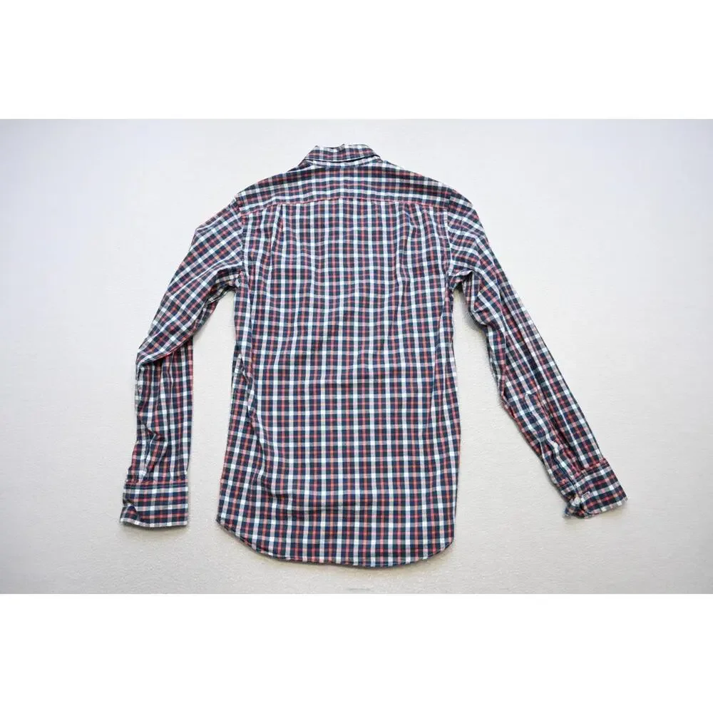 J Crew Flex‎ Oxford Slim Fit Dress Shirt Plaid Button Up Mens XS XSMALL